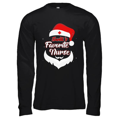 Santa's Favorite Nurse Funny Christmas Nursing-T-Shirt & Hoodie-Long Sleeve T-Shirt-Black