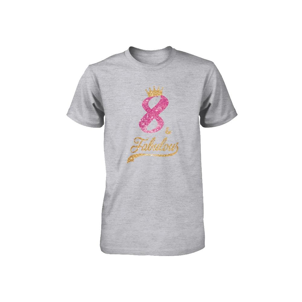 8Th And Fabulous Eight Birthday Youth-Youth Shirt-Youth T-Shirt-Athletic Heather
