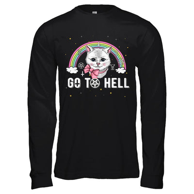 Heavy Metal Metalhead Cats Go To Hell-T-Shirt & Hoodie-Long Sleeve T-Shirt-Black