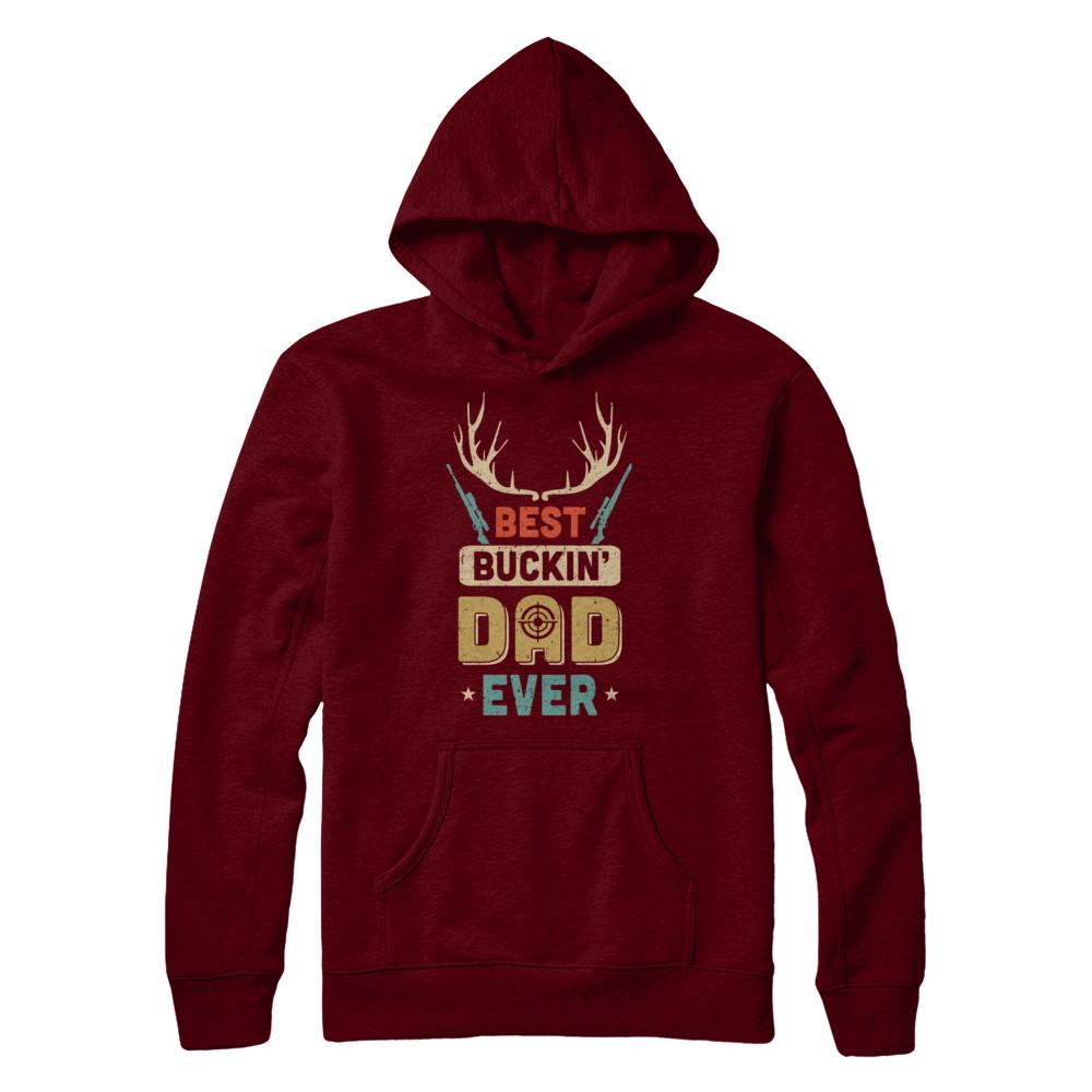 Vintage Best Buckin' Dad Ever Deer Hunting-T-Shirt & Hoodie-Pullover Hoodie-Maroon