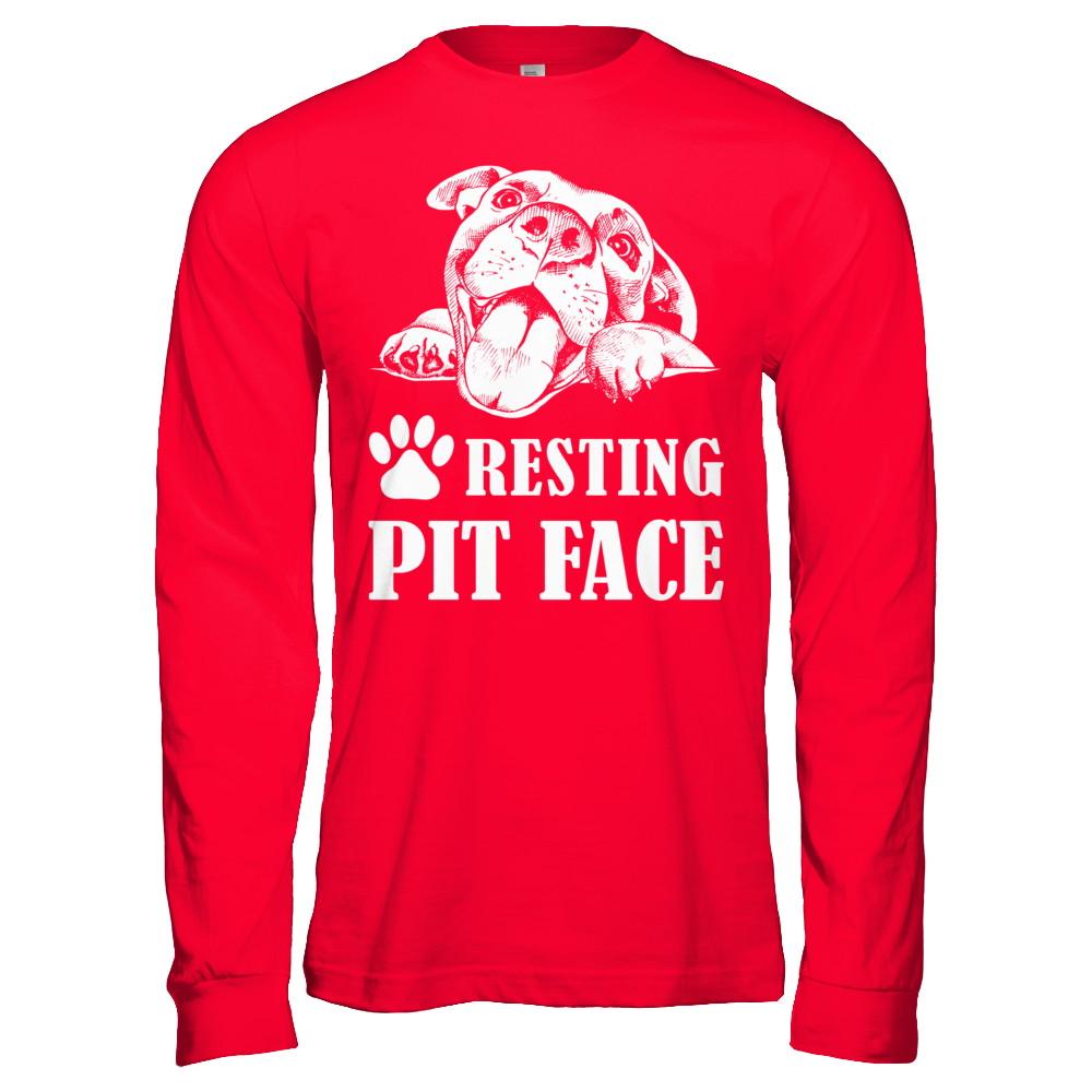Resting Pit Face-T-Shirt & Hoodie-Long Sleeve T-Shirt-Red