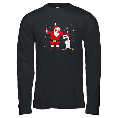 Dabbing Santa Penguin Funny Dab Dance Christmas Gift-T-Shirt & Hoodie-Long Sleeve T-Shirt-Black