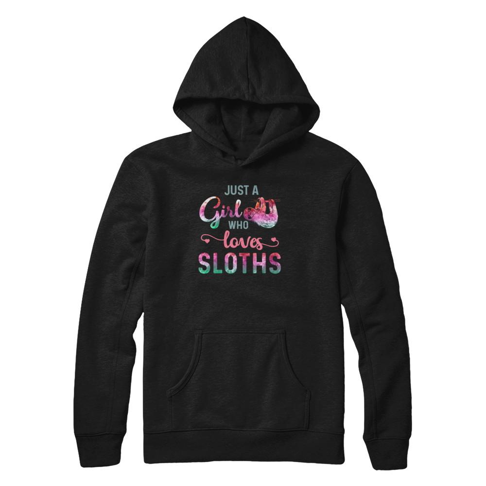 Just A Girl Who Loves Sloths Sloth Lover-T-Shirt & Tank Top-Pullover Hoodie-Black
