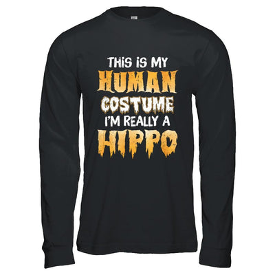 This Is My Human Costume Hippo Halloween-T-Shirt & Hoodie-Long Sleeve T-Shirt-Black