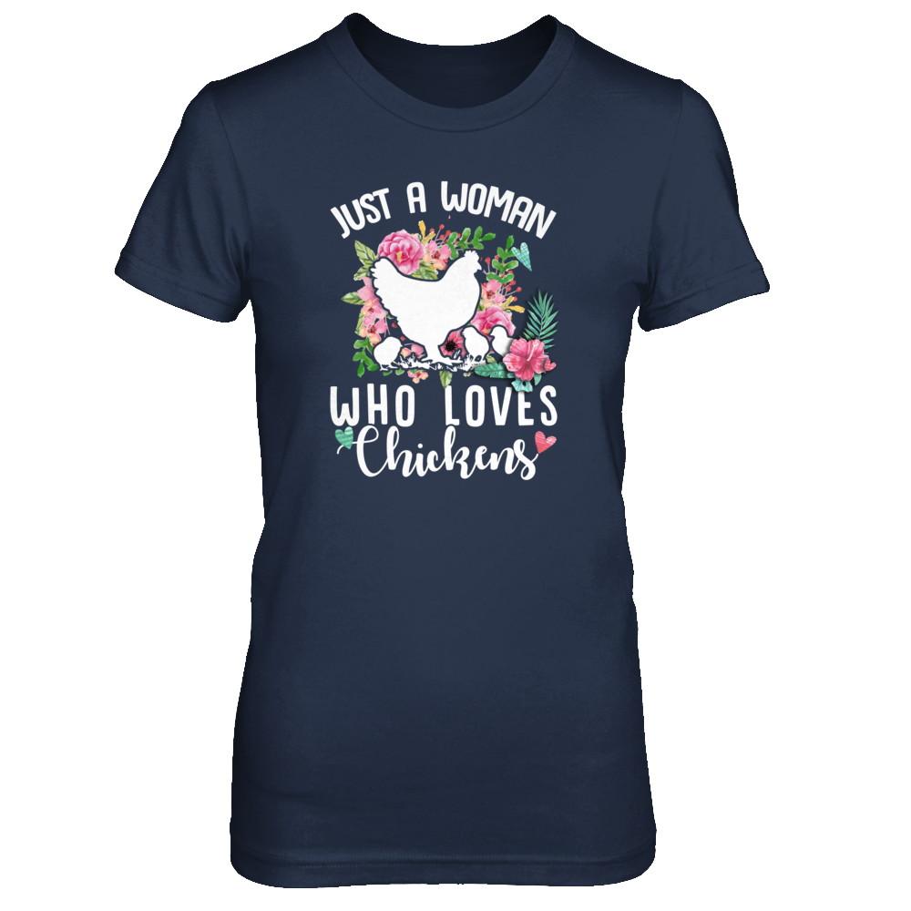 Just A Woman Who Loves Chickens-T-Shirt & Tank Top-Women's T-Shirt-Navy