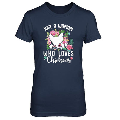 Just A Woman Who Loves Chickens-T-Shirt & Tank Top-Women's T-Shirt-Navy