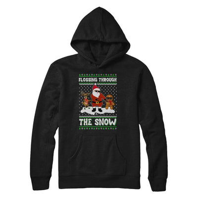 Flossing Through The Snow Santa Ugly Christmas Sweater-T-Shirt & Sweatshirt-Pullover Hoodie-Black