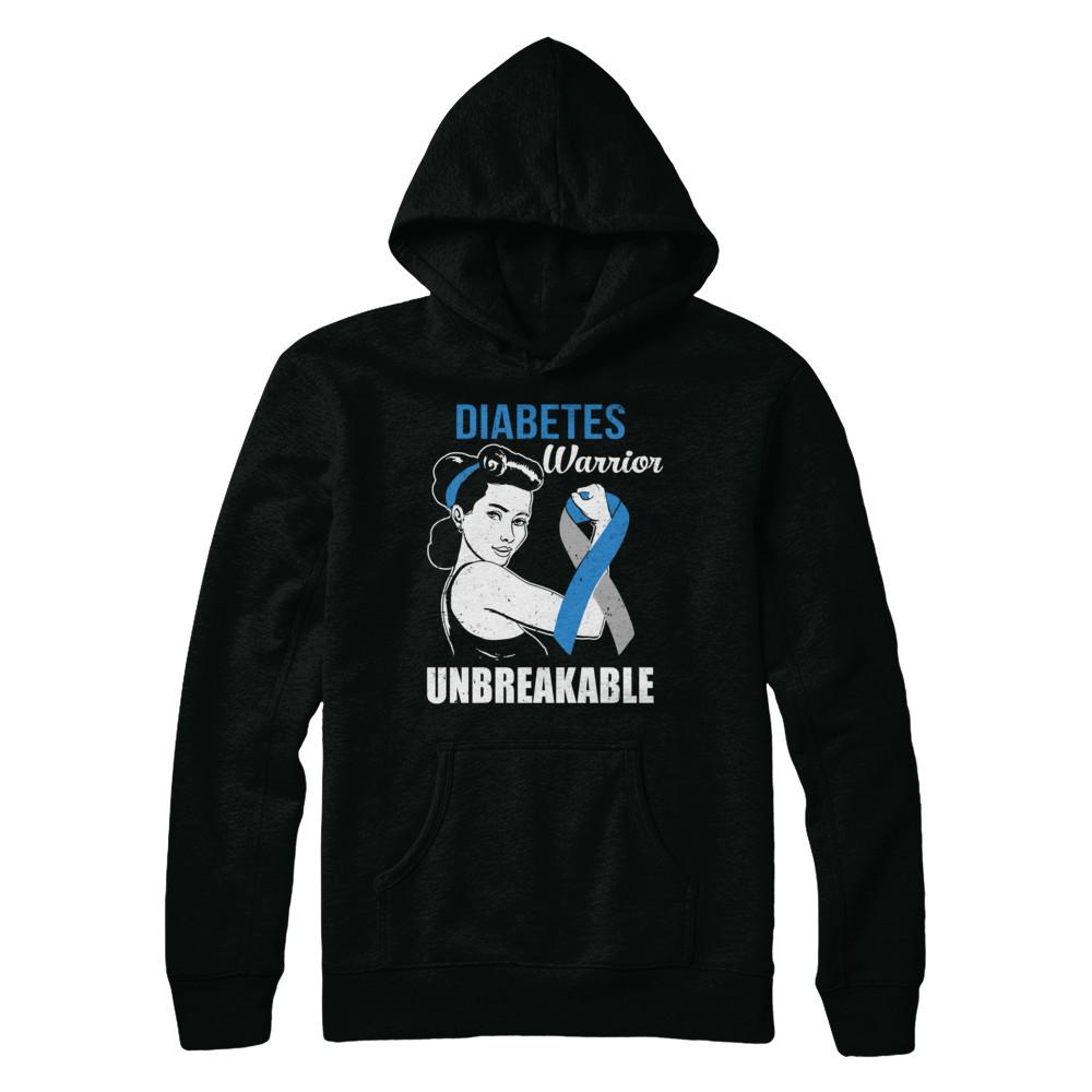 Diabetes Warrior Unbreakable Diabetes Awareness-T-Shirt & Hoodie-Pullover Hoodie-Black