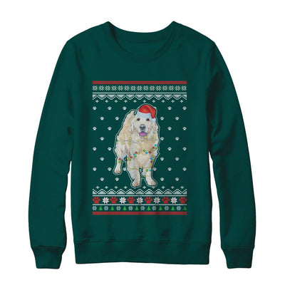 Golden Retriever Christmas Ugly Sweater Lights Dog Xmas Gift-T-Shirt & Sweatshirt-Crewneck Sweatshirt-Deep Forest