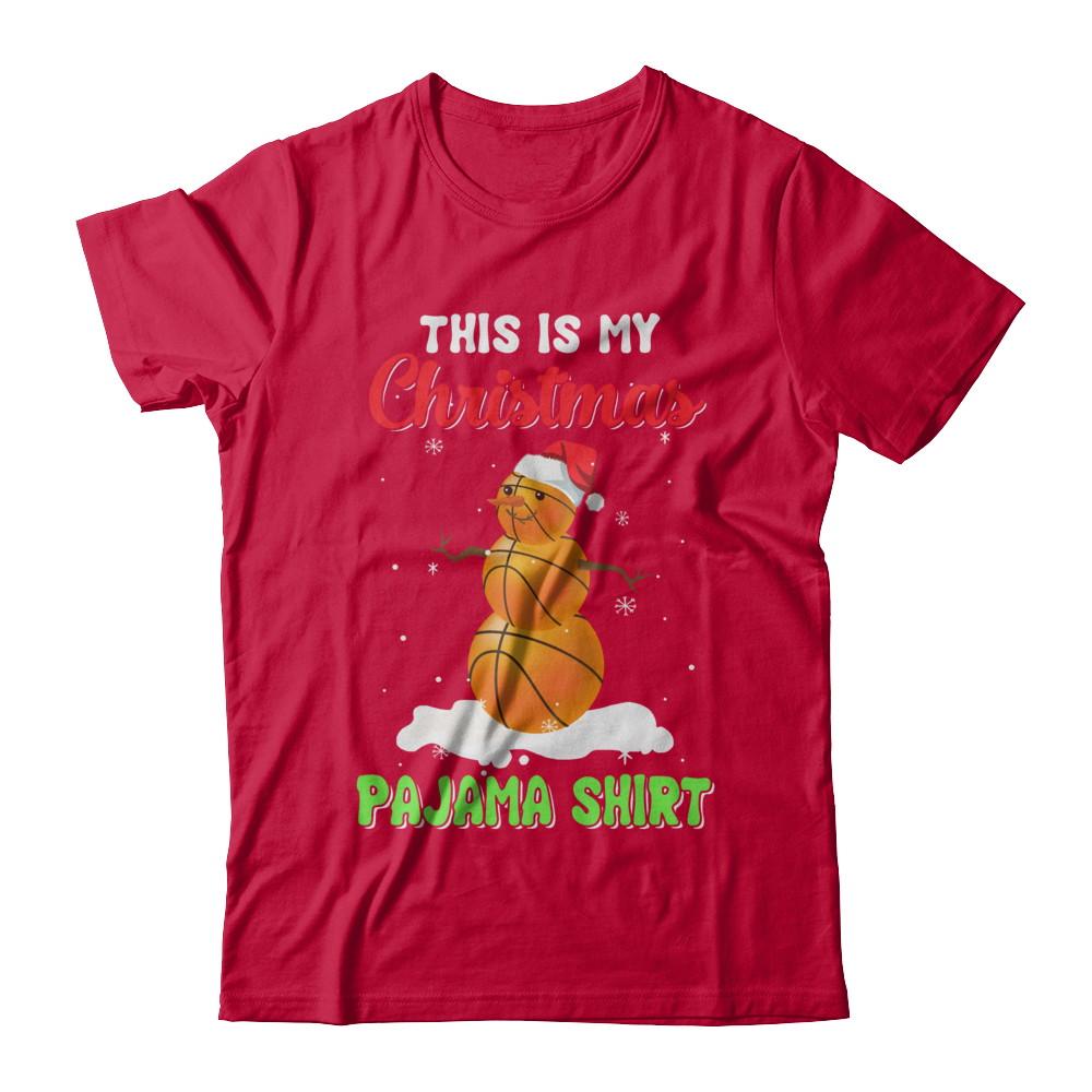 This Is My Christmas Pajama Xmas Snowman Basketball-T-Shirt & Sweatshirt-Classic T-Shirt-Red