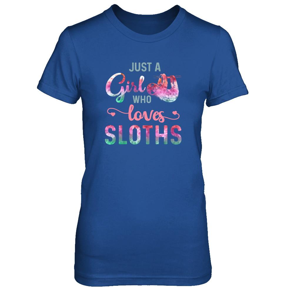 Just A Girl Who Loves Sloths Sloth Lover-T-Shirt & Tank Top-Women's T-Shirt-Royal