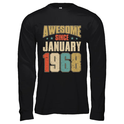 Vintage Retro Awesome Since January 1968 53th Birthday-T-Shirt & Hoodie-Long Sleeve T-Shirt-Black