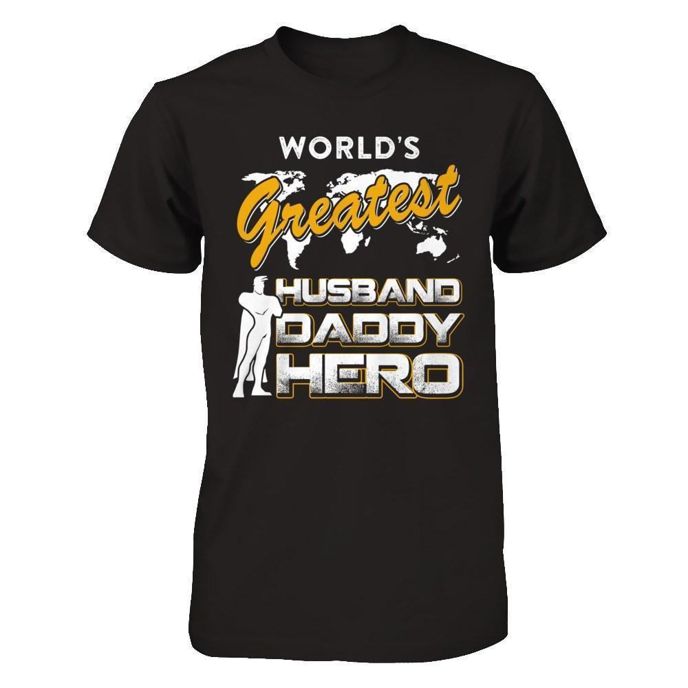 World's Greatest Husband Daddy Hero-T-Shirt & Hoodie-Classic T-Shirt-Black