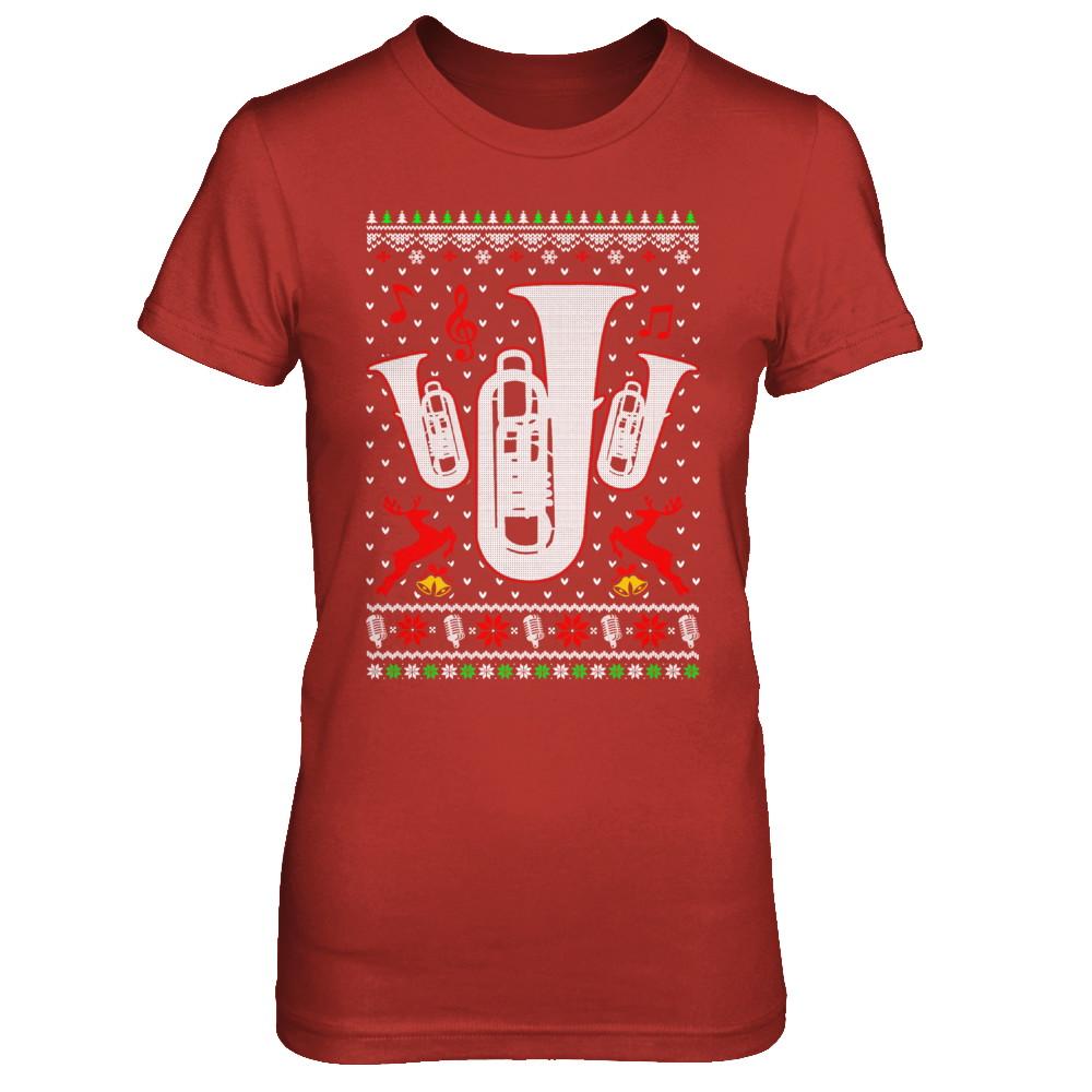 Santa Tuba Ugly Christmas Sweater Gifts-T-Shirt & Sweatshirt-Women's T-Shirt-Red