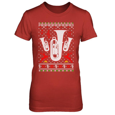 Santa Tuba Ugly Christmas Sweater Gifts-T-Shirt & Sweatshirt-Women's T-Shirt-Red