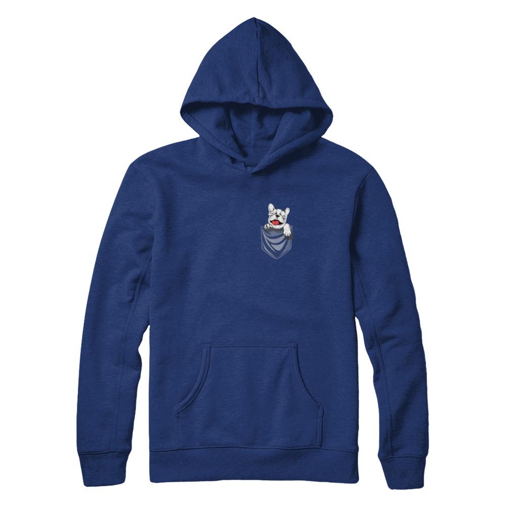 Funny Pocket French Bulldog Frenchie Dog Gift-T-Shirt & Hoodie-Pullover Hoodie-Deep Royal