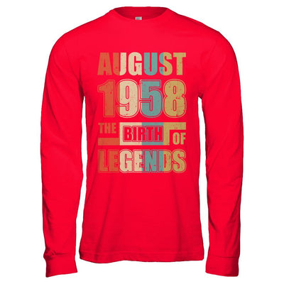 Vintage Retro August 1958 Birth Of Legends 63th Birthday-T-Shirt & Hoodie-Long Sleeve T-Shirt-Red