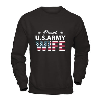 Proud Us Army Wife-T-Shirt & Hoodie-Crewneck Sweatshirt-Black
