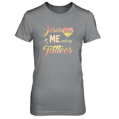 Jesus Loves Me And My Tattoos Christian Gift-T-Shirt & Tank Top-Women's T-Shirt-Sport Grey