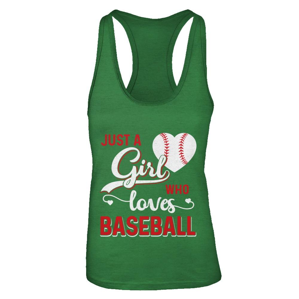 Just A Girl Who Loves Baseball-T-Shirt & Tank Top-Women's Ideal Racerback Tank-Kelly Green