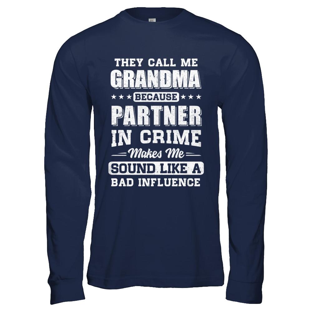 They Call Me Grandma Partner In Crime Mothers Day-T-Shirt & Hoodie-Long Sleeve T-Shirt-Navy