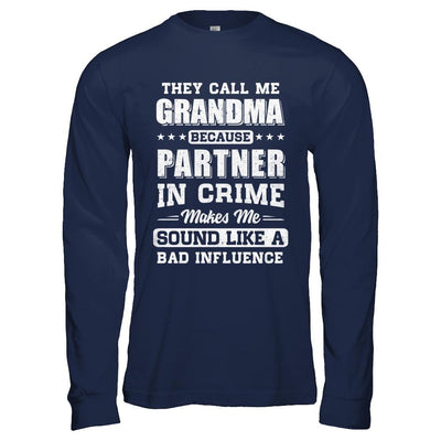 They Call Me Grandma Partner In Crime Mothers Day-T-Shirt & Hoodie-Long Sleeve T-Shirt-Navy