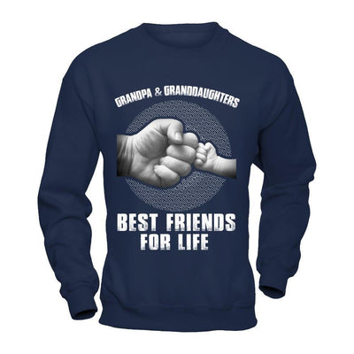 Grandpa And Granddaughters Best Friends For Life-T-Shirt & Hoodie-Crewneck Sweatshirt-Navy