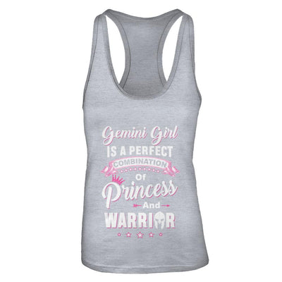 Gemini Girl Princess Warrior May June Birthday-T-Shirt & Tank Top-Women's Ideal Racerback Tank-Heather Grey