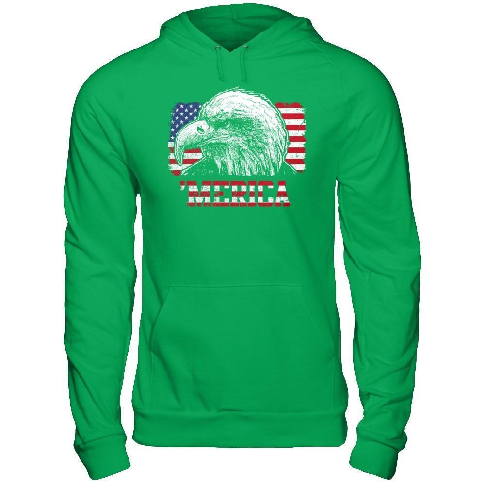 Usa Pride Merica Mullet Eagle 4Th Of July-T-Shirt & Hoodie-Pullover Hoodie-Irish Green