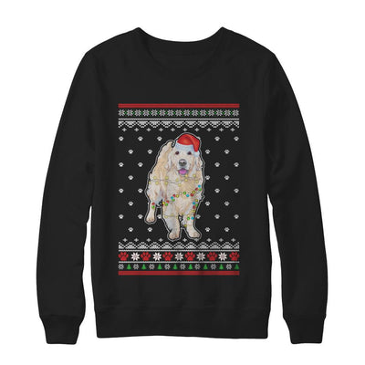 Golden Retriever Christmas Ugly Sweater Lights Dog Xmas Gift-T-Shirt & Sweatshirt-Crewneck Sweatshirt-Black