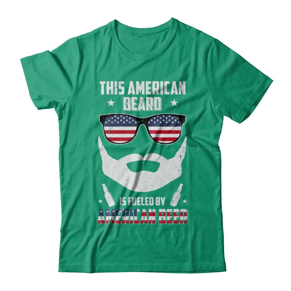This American Beard Is Fueled By American Beer-T-Shirt & Hoodie-Classic T-Shirt-Kelly Green