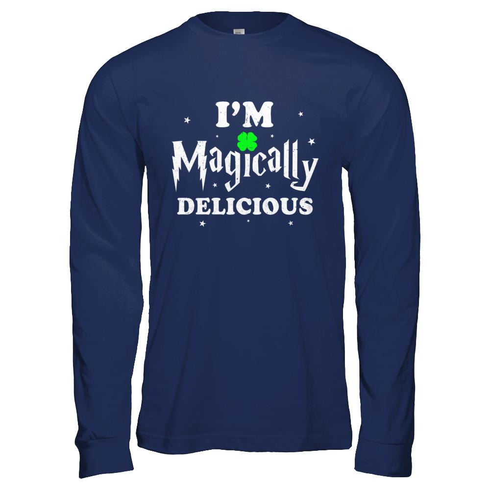 I'm Magically Delicious Funny St Patricks Day-T-Shirt & Hoodie-Long Sleeve T-Shirt-Navy