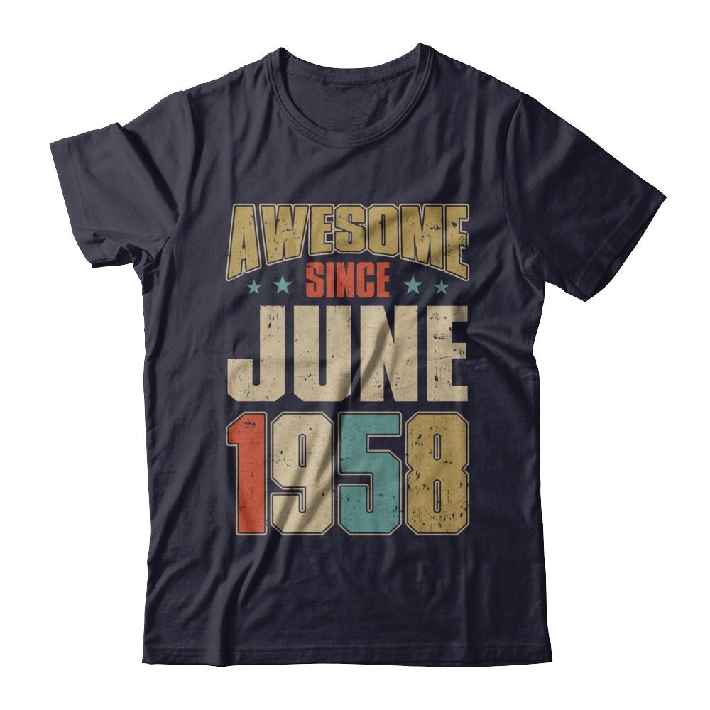 Vintage Retro Awesome Since June 1958 63th Birthday-T-Shirt & Hoodie-Premium T-Shirt-Midnight Navy