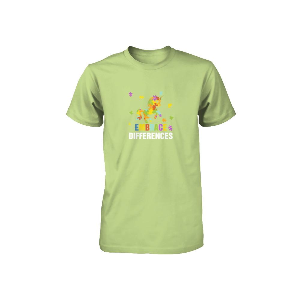 Autism Awareness Puzzle Piece Unicorn Embrace Differences Youth-Youth Shirt-