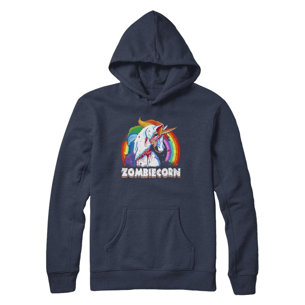 Zombiecorn Zombie Unicorn Halloween For Women-T-Shirt & Hoodie-Pullover Hoodie-Navy