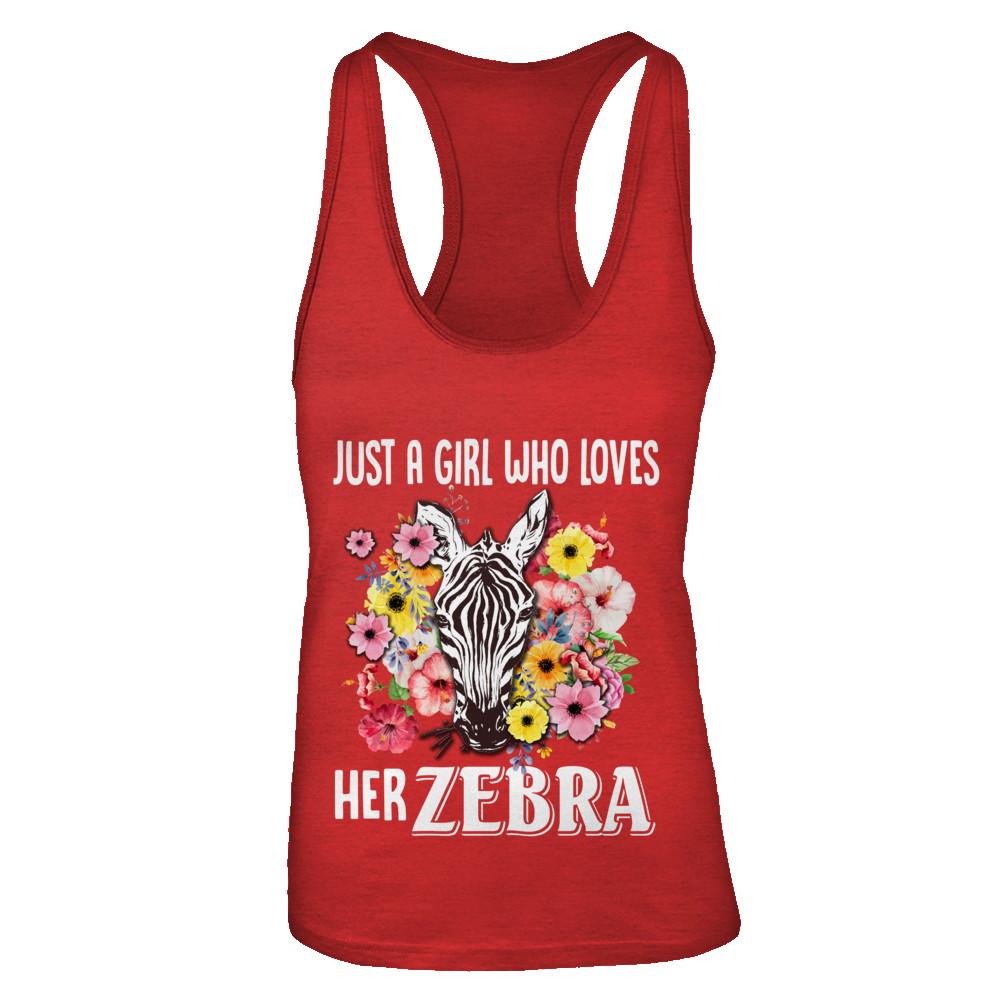 Just A Girl Who Loves Her Zebra-T-Shirt & Tank Top-Women's Ideal Racerback Tank-Red