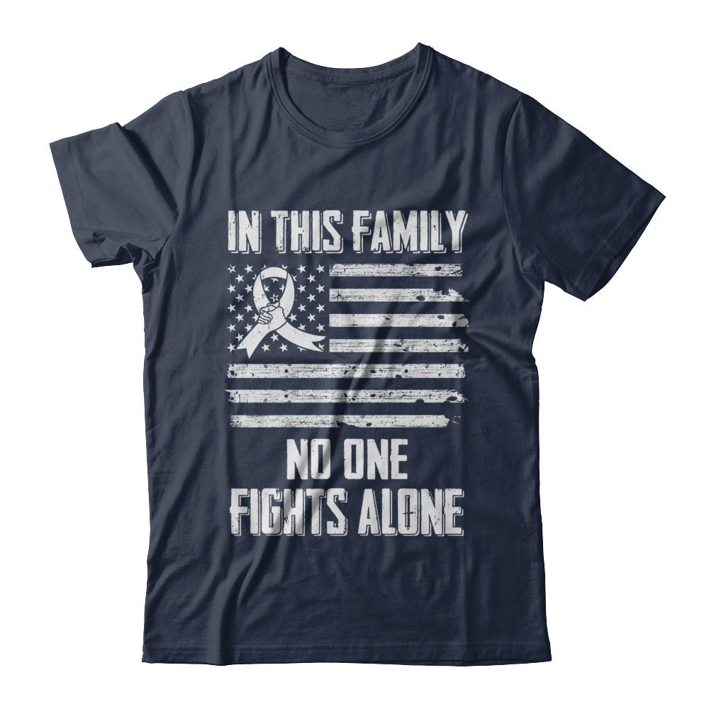In This Family No One Fights Alone Lung Cancer-T-Shirt & Hoodie-Classic T-Shirt-Navy