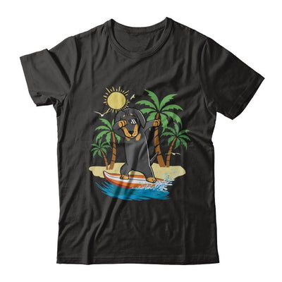 Summer Vacation Dabbing Dachshund Surfing Surfboard Gift-T-Shirt & Hoodie-Classic T-Shirt-Black