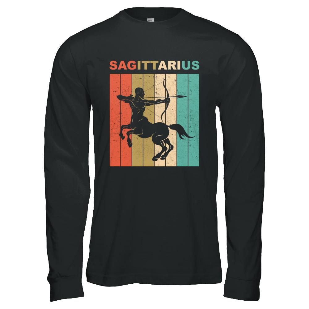 Vintage Sagittarius Zodiac November December Birthday Gift-T-Shirt & Hoodie-Long Sleeve T-Shirt-Black