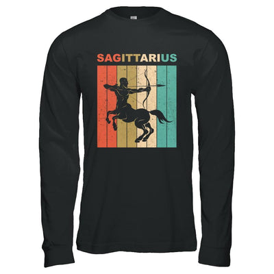 Vintage Sagittarius Zodiac November December Birthday Gift-T-Shirt & Hoodie-Long Sleeve T-Shirt-Black