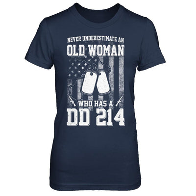 Never Underestimate An Old Woman Who Has DD214-T-Shirt & Hoodie-Women's T-Shirt-Navy