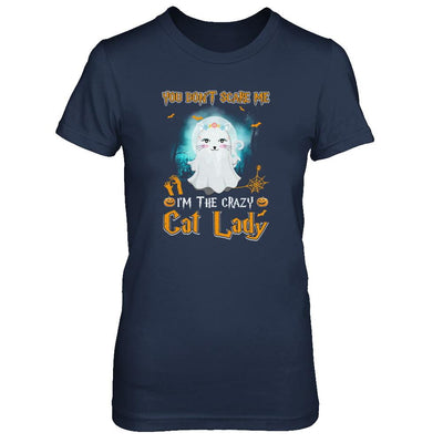 You Don't Scare Me I'm A Crazy Cat Lady Ghost Halloween-T-Shirt & Tank Top-Women's T-Shirt-Navy