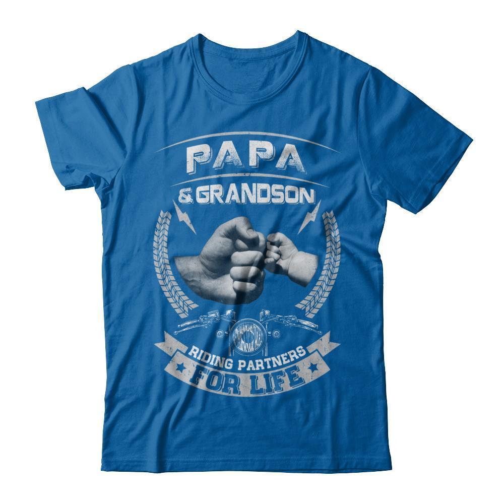 Motocross Papa And Grandson Riding Partners For Life-T-Shirt & Hoodie-Classic T-Shirt-Royal
