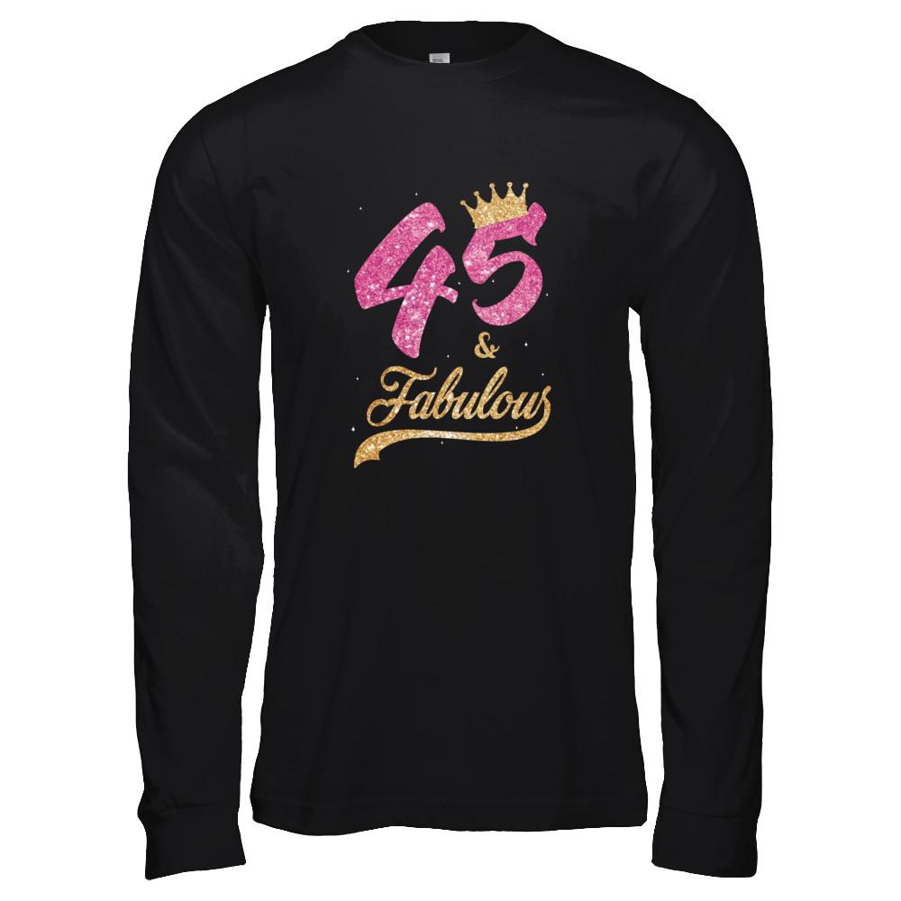 45 And Fabulous 1976 45th Birthday Gift-T-Shirt & Tank Top-Long Sleeve T-Shirt-Black
