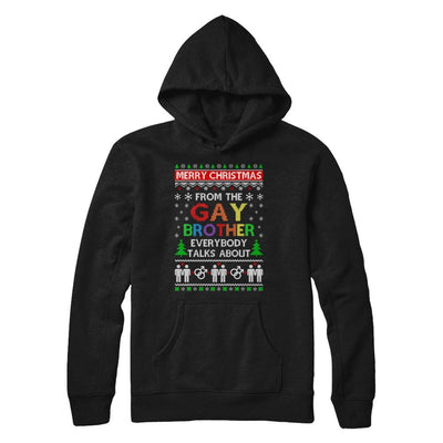 LGBT Merry Christmas From Gay Brother Ugly Christmas Sweater-T-Shirt & Sweatshirt-Pullover Hoodie-Black