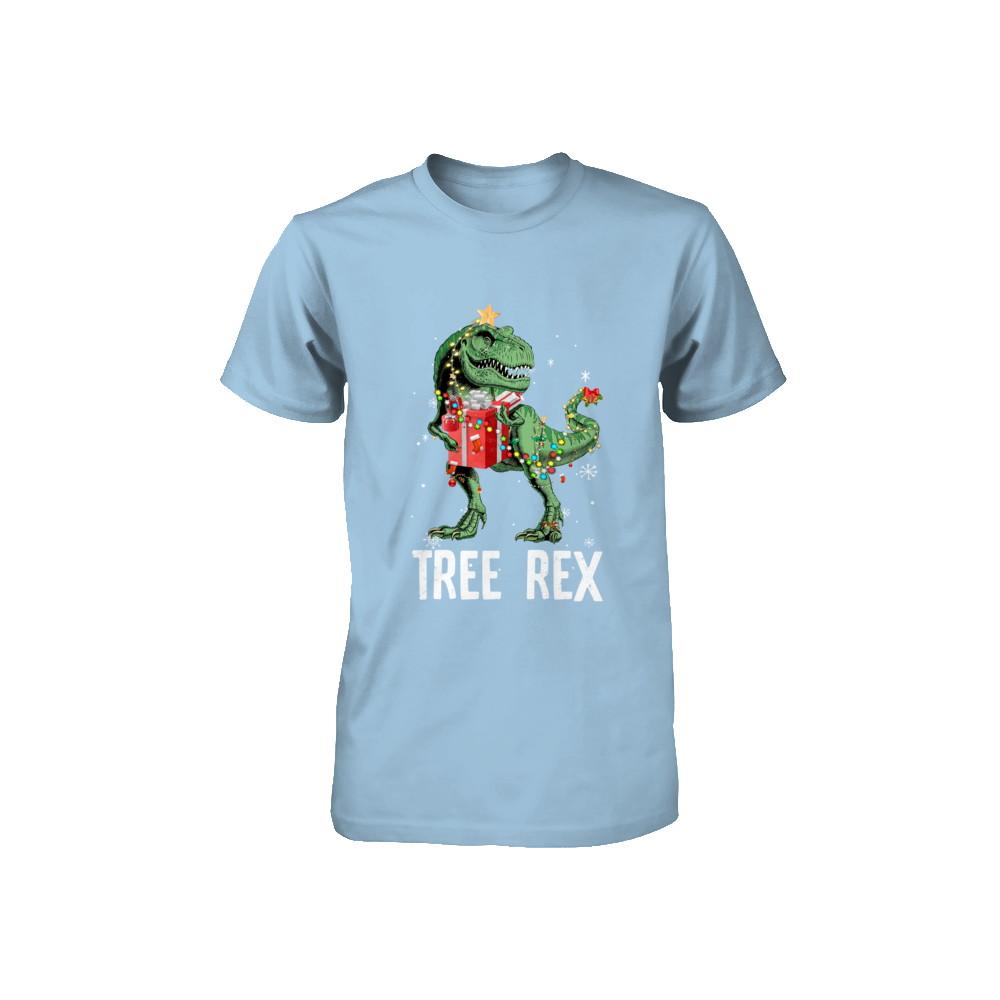 Christmas Tree For Kids Boys T Rex Dinosaur Xmas Gifts Youth-Youth Shirt-Toddler T-Shirt-Light Blue