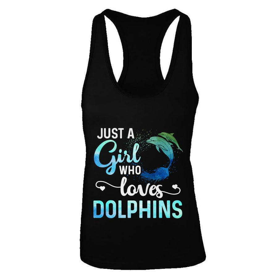 Just A Girl Who Loves Dolphins-T-Shirt & Tank Top-Women's Ideal Racerback Tank-Black
