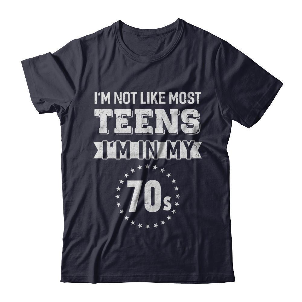Vintage I'm Not Like Most Teens I'm In My 70s Birthday-T-Shirt & Hoodie-Premium T-Shirt-Midnight Navy