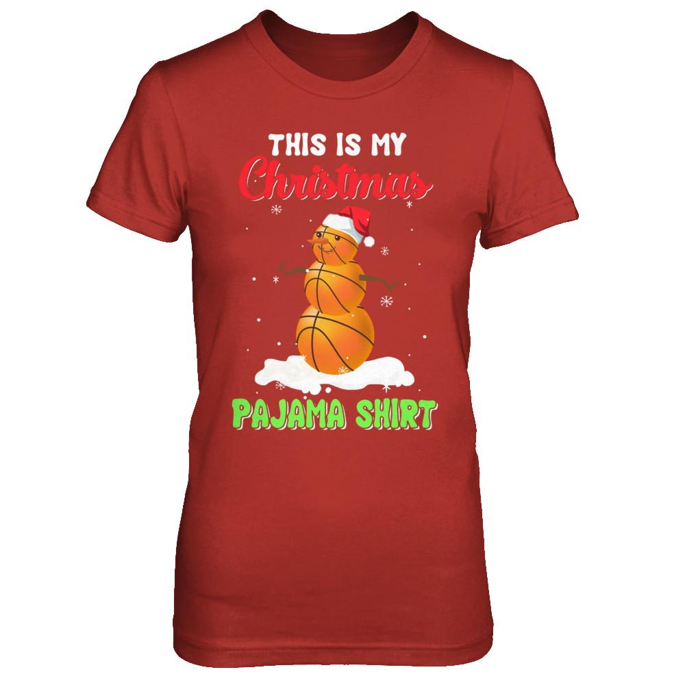 This Is My Christmas Pajama Xmas Snowman Basketball-T-Shirt & Sweatshirt-Women's T-Shirt-Red