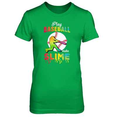 Play Baseball Make Slime Watercolor For Girl Women-T-Shirt & Tank Top-Women's T-Shirt-Irish Green